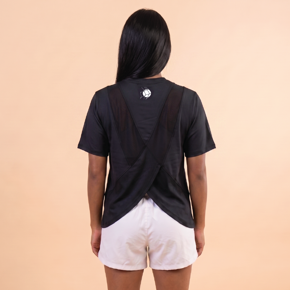 Black Cross-Mesh Tee
