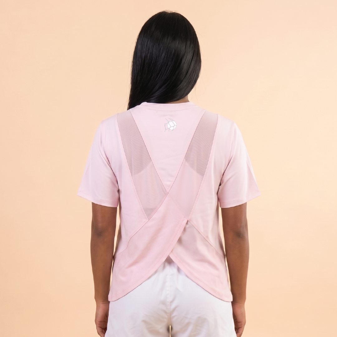 Pink Cross-Mesh Tee