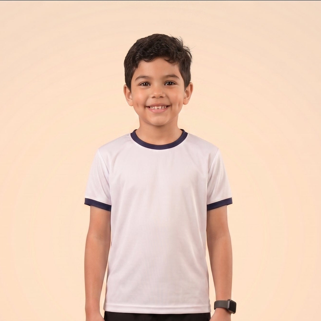 Kids White Cotton Ringer Tee