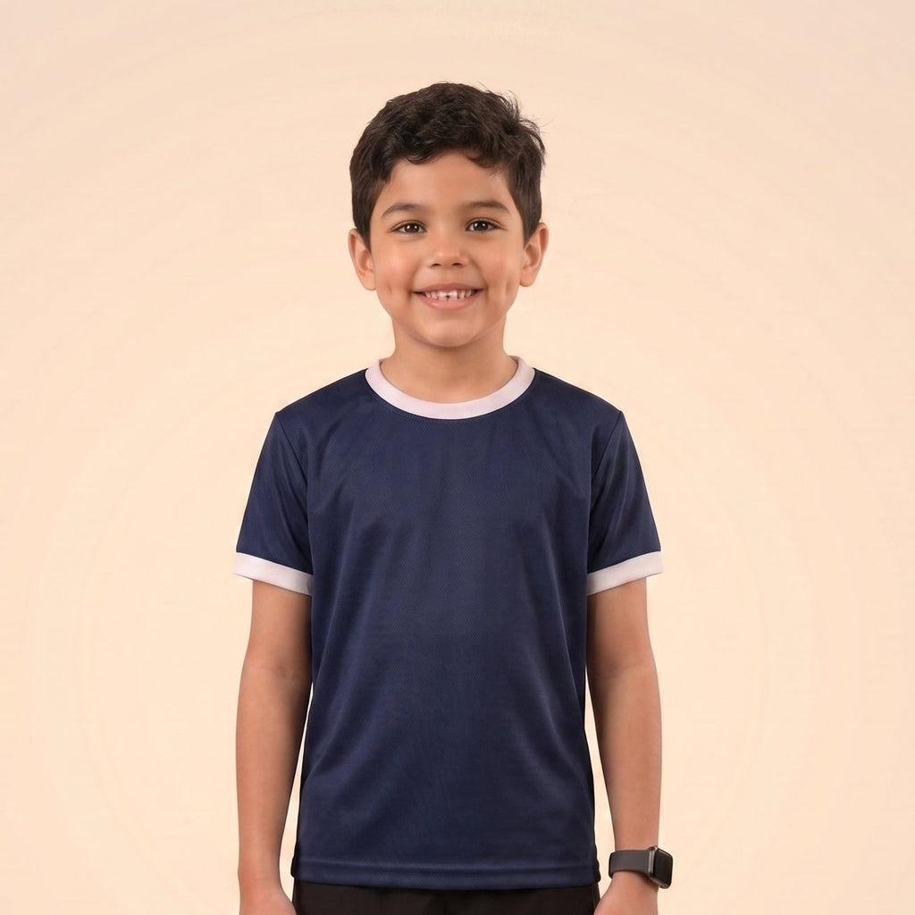 Kids Navy Cotton Ringer Tee