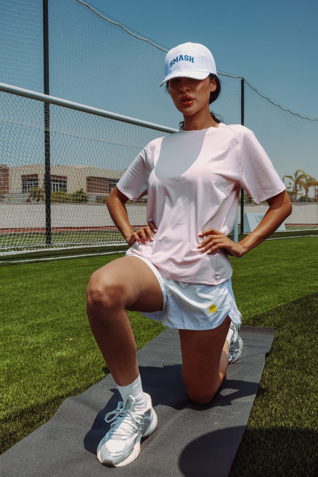 Pink Cross-Mesh Tee